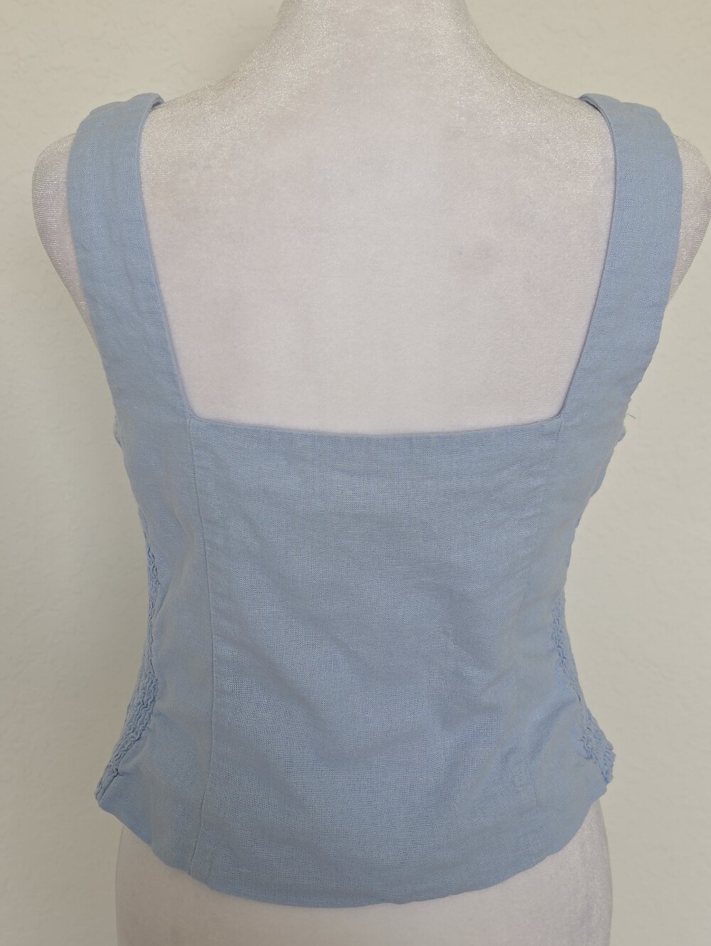 Old Navy Linen Blend Button Front Corset Tank Top | Powder Blue | Size M - Picture 5 of 8
